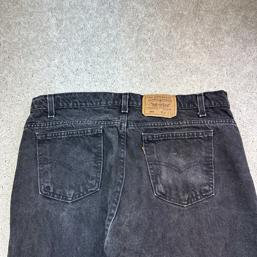 Vintage Levis 505 Jeans Men 38x30 (fits 36x30) Black Straight Orange Tab USA 90s